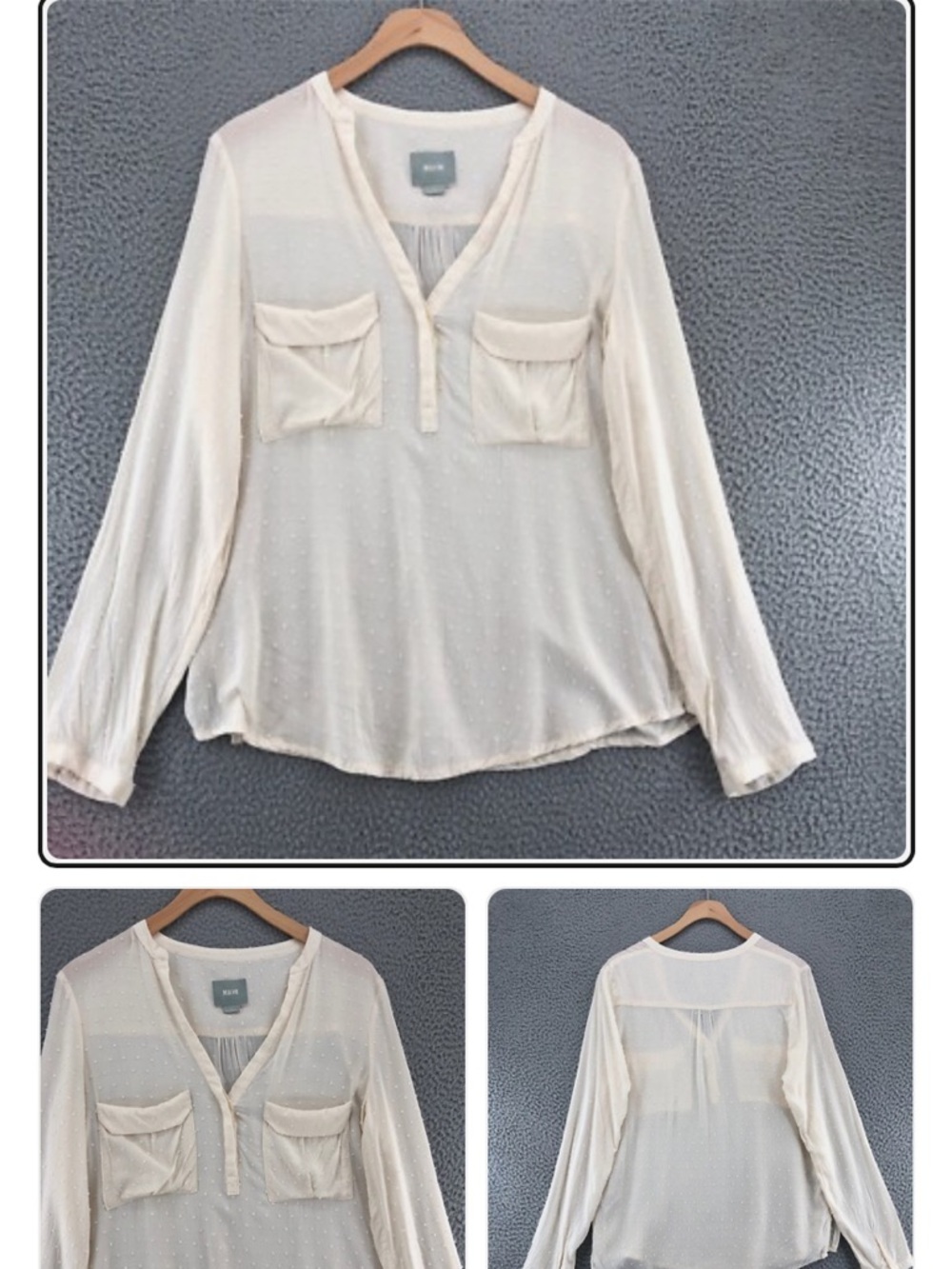 Maeve Cream Sheer Pocket Blouse - Women Tops size 8